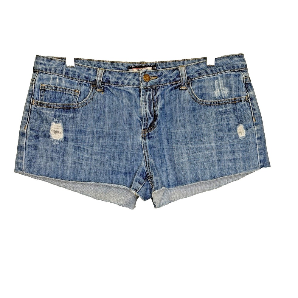 I Heart H81 Womens Cut Off Jean Shorty Shorts 30 Light Wash Distressed Festival